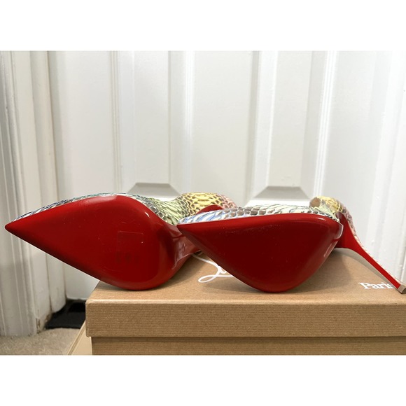 Christian Louboutin Pigalle Follies Python Rainbow Blue Black Yellow Pink 40 10 - Picture 3 of 4